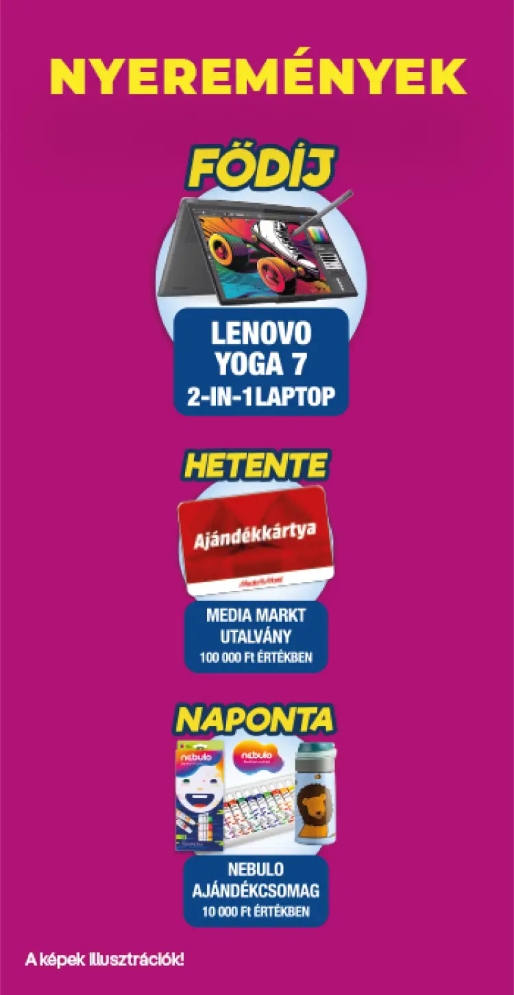 A promócióban megnyerhető nyeremények plakátképe.